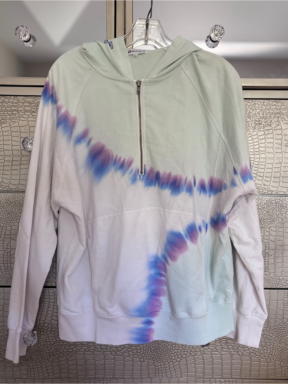 Peloton Tie Dye Sunburst Half Zip Pullover Hoodie Sweatshirt Size Medium - Picture 2 of 11